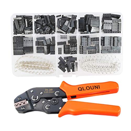 QLOUNI Set 620 pezzi terminali di connessione neri da 2,54 mm + pinze di aggraffatura SN-28B