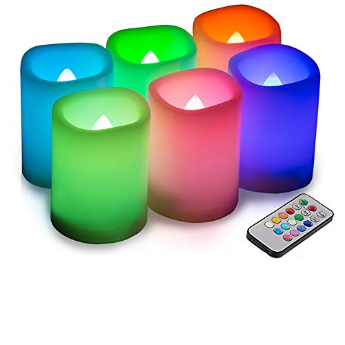 Kohree 6 x Colorato Candele LED Senza Fiamma con Timer Controllato da remoto Batteria LED lampeggiante Candele Decorazione Casa Camera Natale Party Partito Matrimonio regalo