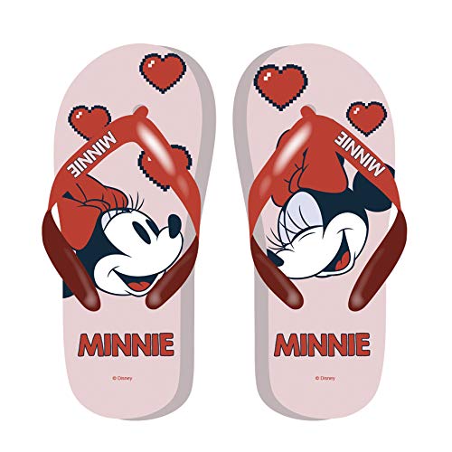 Disney Minnie Mouse Infradito per Bambina, Sandali Classico Design Leggeri, Giardino Piscina Spiaggia Vacanza, Incredibili Scarpe Estive, Regalo per Bambina, Taglie EU 28 a 34 (34, Rosso)