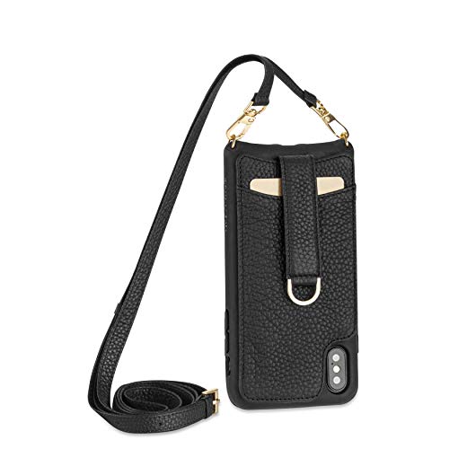 Vaultskin Victoria Crossbody - Custodia a portafoglio in pelle per iPhone Xs Max, per carte e contanti, per contenere fino a 8 carte, colore: Nero