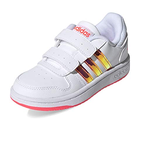 adidas Hoops 2.0 Cmf C, Scarpe da Basket Unisex-Bambini, Ftwr White/Ftwr White/Signal Pink, 30 EU