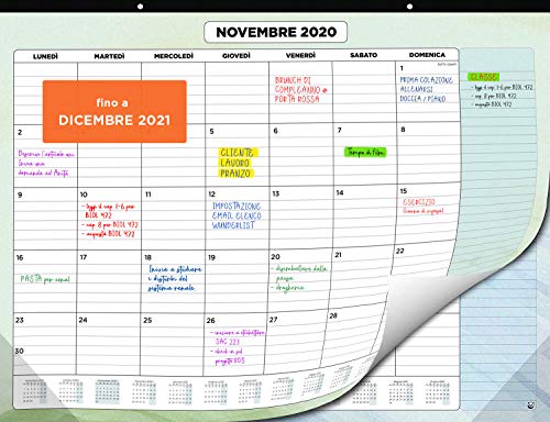 Calendario da Muro 2020 2021 – Calendario da Scrivania Mensile, Luglio 2020 fino a Dicembre 2021 – Visualizzazione a un Mese – 33 x 43 cm
