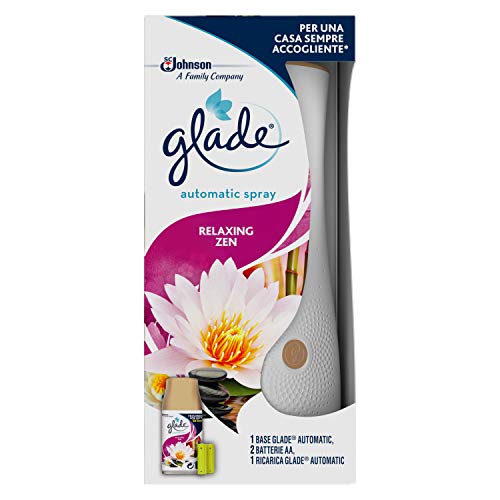 Glade Automatic Spray Base Con Ricarica, Fragranza Relaxing Zen - Formato Scorta - 1 Confezione Con 4 Erogatori + 4 Ricariche - 540 Gr