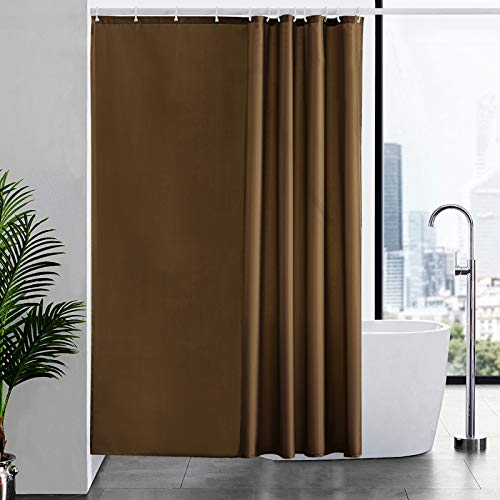 Furlinic Tende Doccia Anti-Muffa Tessuto in Poliestere Marrone Tende Doccia Angolare Impermeabile Lavabile Tenda Vasca da Bagno con 12 Ganci Tenda Doccia 180x200cm.