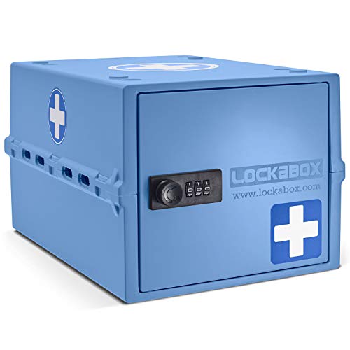 Lockabox One | Contenitore con Serratura Compatto e igienico per Alimenti, medicinali e Sicurezza della casa (Medi Blue)