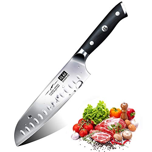 SHAN ZUColtelli da Chef Santoku Sovrapposti 3 strati di Acciaio Inox Coltelli da Cucina