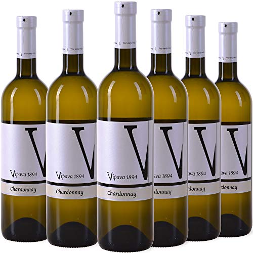 VIPAVA 1894 Vino bianco CHARDONNAY 2018, (6 x 0,75 l), vino bianco secco raccolto a mano