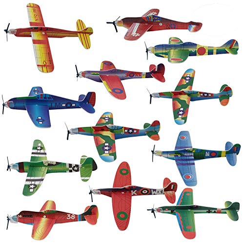 THE TWIDDLERS 48 Aerei di Carta - aeroplani Giocattolo in 12 Diversi Modelli - Alianti Volanti per regalini da Festa - Arti e Mestieri - per Ore di Gioco e Divertimento