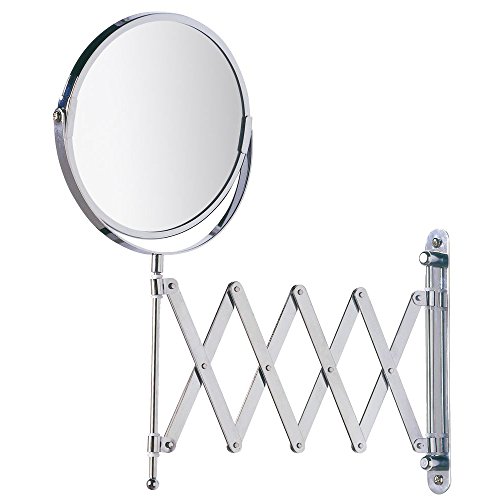 Wenko 15165100 Specchio Cosmetico da Parete Telescopico Exclusiv, Acciaio, Materiale Plastico, 19 x 38,5 x 50 cm, Cromo