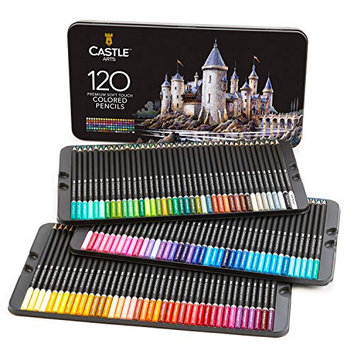 Castle Art Supplies Set da 120 matite colorate per artisti, con mine