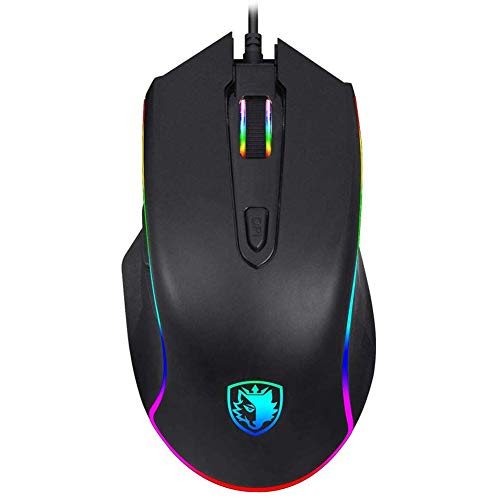 SADES Mouse da gioco programmabile 7 DPI Livello 7 CHIAVE Personalizzato Definisci macro di gioco Retroilluminazione RGB Sinistra Destra Cavo generale/Wired Mouse competitivo elettronico (3500 DPI)