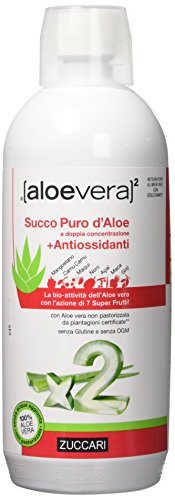 Zuccari Aloevera 2 Succo Puro d'Aloe a Doppia Concentrazione e Antiossidanti, 1000 ml
