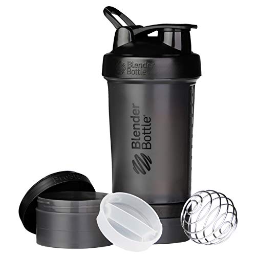 BlenderBottle ProStak Shaker per proteine 650 ml, Nero, 450 ml