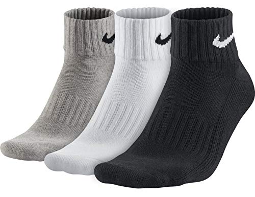 Nike One Quarter Socks 3PPK Value, Calzini Unisex – Adulto, Multicolore (Gryhthr/Bk/Wh/Bk/Bk/Wh), 34-38 EU