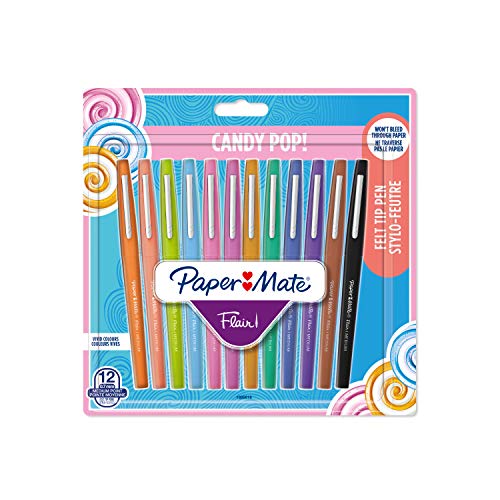 Paper Mate Flair Candy POP penne, punta media, colori assortiti, confezione da 12