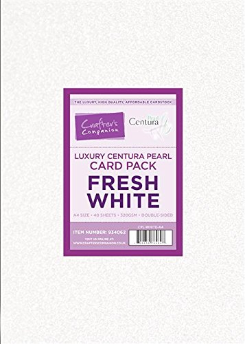 Crafters Companion Crafter's Companion Centura Perla Carta Fresca A4 Bianca Confezione da 40, Cartoncino, White, 29.8 x 21.1 x 1.8 cm