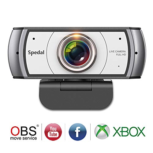 Spedal Full HD Webcam 1080p, Live Streaming PC Camera con Microfono, 120 Gradi Ultra Wide Angle, Webcam USB per Xbox OBS XSplit Facebook Skype, Compatibile per Mac OS Windows 10/8/7