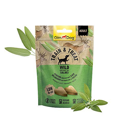 GimDog Train & Treat Adult - Selvaggina con Salvia - Leccornie Senza Cereali a Basso Contenuto di Grassi, Ideali Come Snack nell’addestramento - 1 Sacchetto (1 x 125 g)