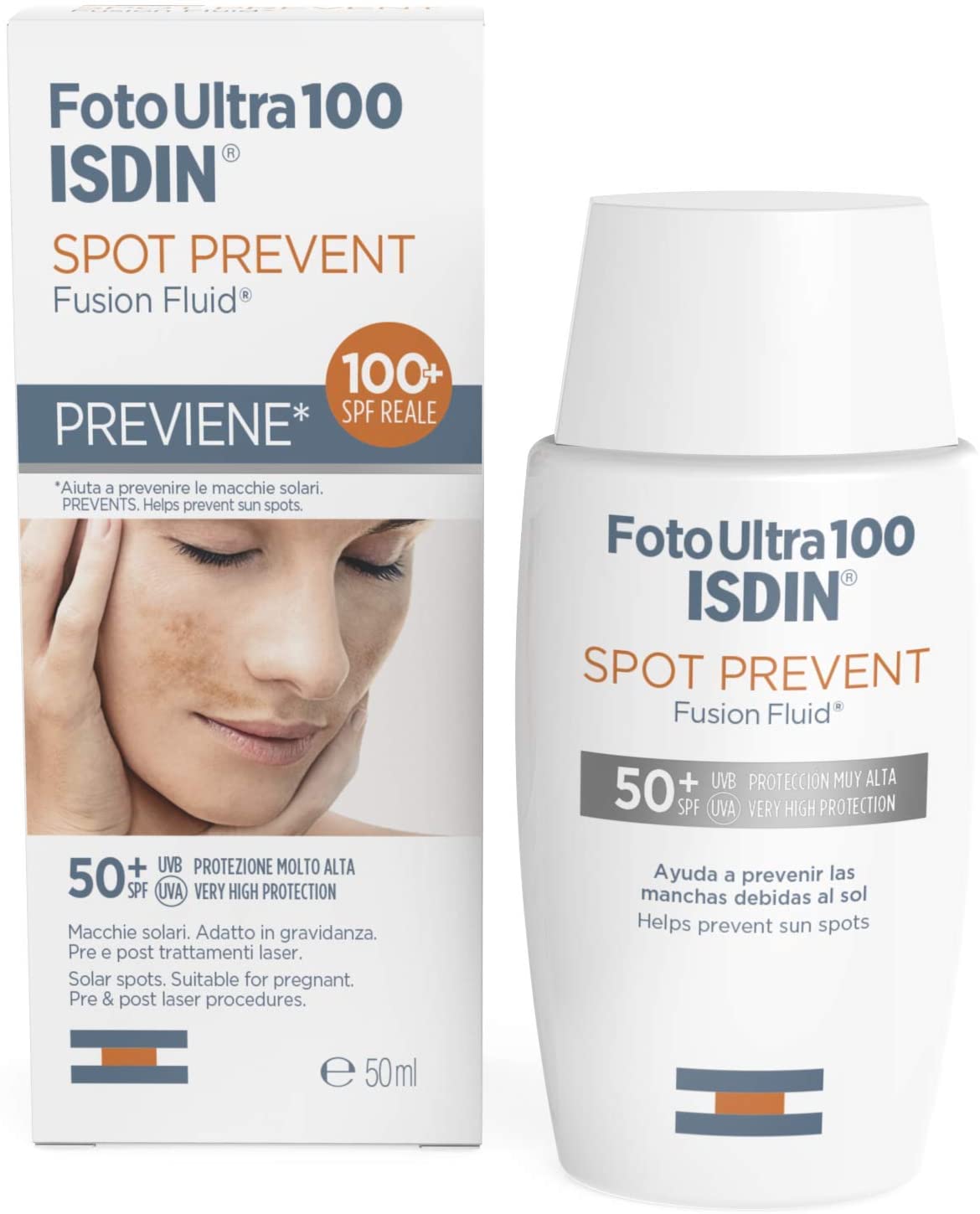 FotoUlta100 ISDIN Spot Prevent SPF50+ Fusion Fluid Protezione molto Alta | Previene le macchie | 50ml