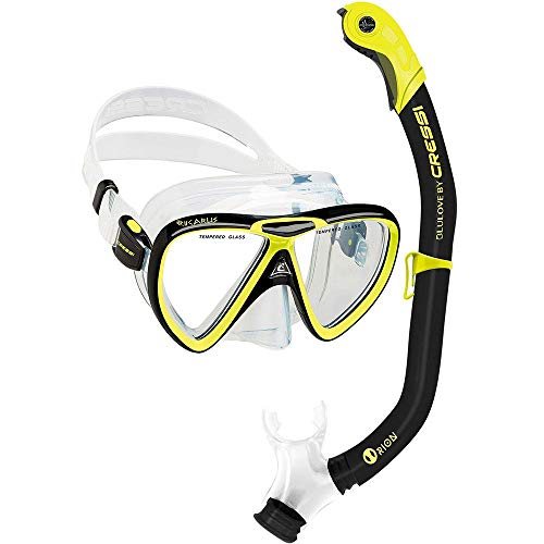 Cressi Ikarus & Orion, Scuba/Snorkeling Combo Unisex Adulto, Trasparente/Nero/Giallo, Taglia Unica