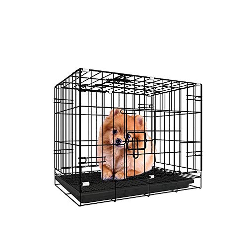 Folding metallo Dog Cage cucciolo Trasporti Crate Pet Dog Carrier gabbia Piccolo Cane gatto gabbia medio cane gabbia dell'animale domestico Coniglio Gabbia di crittografia Bold Portable,Nero,S