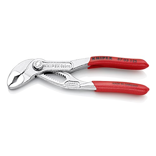 KNIPEX 87 03 125 Cobra® Pinza regolabile di nuova generazione per tubi e dadi cromata rivestiti in resina sintetica antiscivolo 125 mm