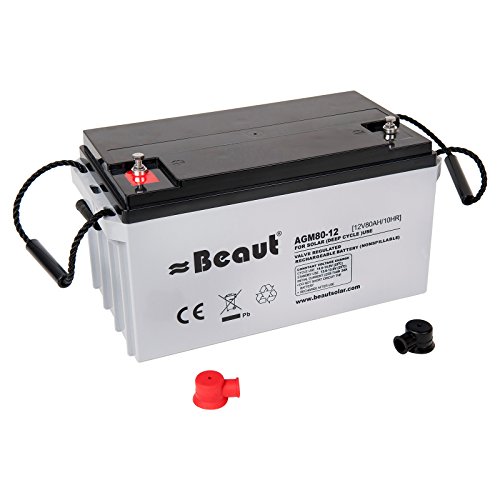 Beaut - Batteria solare 80 A, 12 Volt, AGM, 350 x 167 x 180 mm