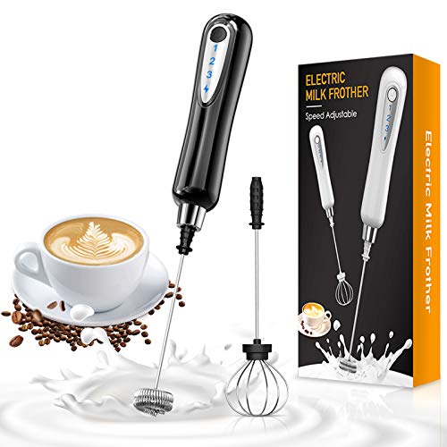 CAVN Montalatte Elettrico, Doppia Frusta per Schiuma, Ricaricabile Tramite USB Schiumatore Frullino Montalatte Miscelatore per Uova Con Frusta per Uova, Caffè, Latte, Cappuccino, Cioccolata Calda