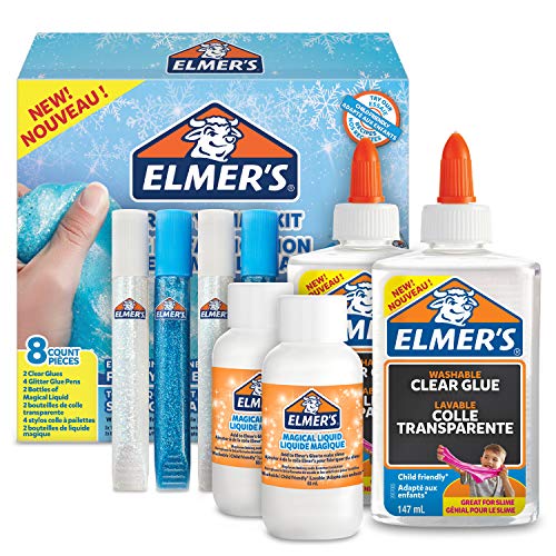 ELMER’S Kit per Slime Frosty, Colla Vinilica Trasparente, Penne con Colla Glitterata e Liquido Magico Attivatore di Slime, Confezione da 8