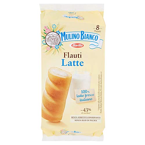 Mulino Bianco Merendine Flauti al Latte, Snack Dolce per la Merenda - 8 Flauti