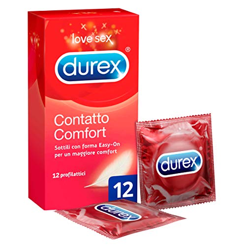 Durex Contatto Comfort Preservativi Sottili ad Alta Sensibilità, 12 Profilattici