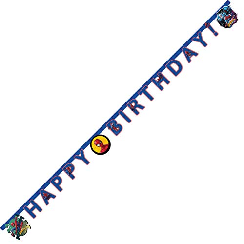 Procos- Ghirlanda Happy Birthday di Spiderman, 2 mt, Taglia Unica, Multicolore, PR86856