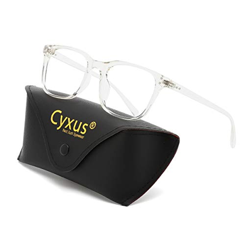 Cyxus Occhiali luce blu bloccanti per il blocco della cefalea UV [Anti Eyestrain] Occhiali retrò, Unisex (uomini/donne) (8183, trasparente)