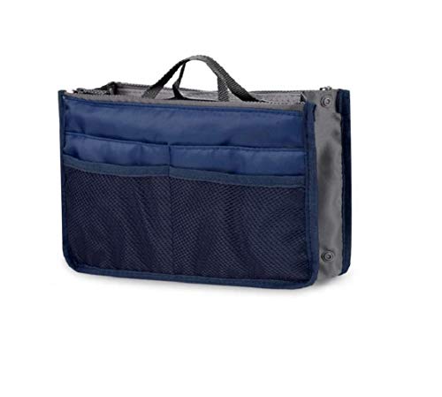 Ducomi Organizer Borsa Donna 13 Tasche Capiente Organizzatore Viaggio Borse Espandibile Doppio Manico Porta Accessori Cosmetici, Telefono, Trucco - Garanzia 3 Anni Spedito da IT (Small, Navy)