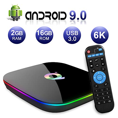 Q Plus Android 9.0 TV Box 2GB RAM 16GB ROM H6 Quad-core cortex-A53 Support 3D 6K Ultra HD H.265 2.4GHz WiFi 10/100M Ethernet HDMI Smart TV BOX