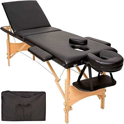 Lettino Massaggi Professionale per estetista e fisioterapia 3 Zone in PU nera Struttura pieghevole in legno ed acciaio. Borsa inclusa