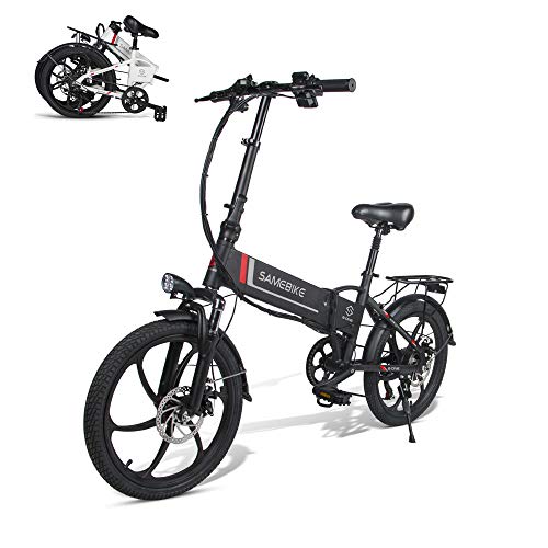 SAMEBIKE Ruota da 20 Pollici 350W Bici elettrica 48V 10.4AH Batteria al Litio con Telecomando Pieghevole Bicicletta elettrica per Adulti (Nero)