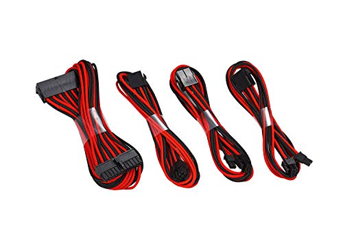 EZDIY-FAB Sleeved Cable-Prolunga per Alimentazione 24pin/8pin (4+4) M/B,8pin (6+2) PCI-E Kit Cavo di Prolunga 500mm Lunghezza-Nero Rosso