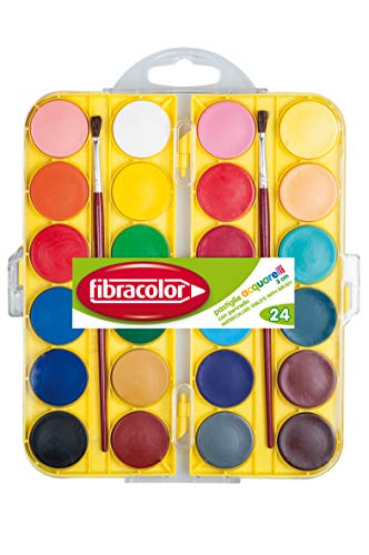 FIBRACOLOR ACQUERELLI in pastiglie diametro 30 mm. - Scatola 24 colori