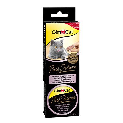 GimCat Pâté Deluxe Fegato - Snack per gatti senza glutine con carne e senza zuccheri - 8 confezioni (24 porzioni)