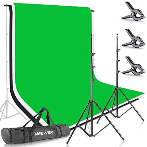 Neewer Fondale Foto Studio 2.6 X 3 Metri Supporto per Sistema di Fondo con Fondale di 1,8 x 2,8 Metri in Tessuto (Bianco, Nero, Verde) per Ritratti Prodotti Ripresa Video