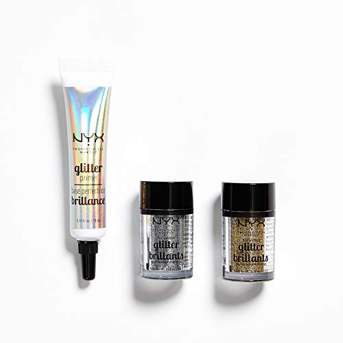 NYX Professional Makeup Kit Glitter Effects, Glitter Primer, Face Glitter, Body Glitter, Confezione da 3