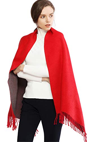 RIIQIICHY Donna Sciarpa Scialle Pashmina Invernale Elegante Lungo Morbida Rversibili Stole Avvolgere Rosso e grigio