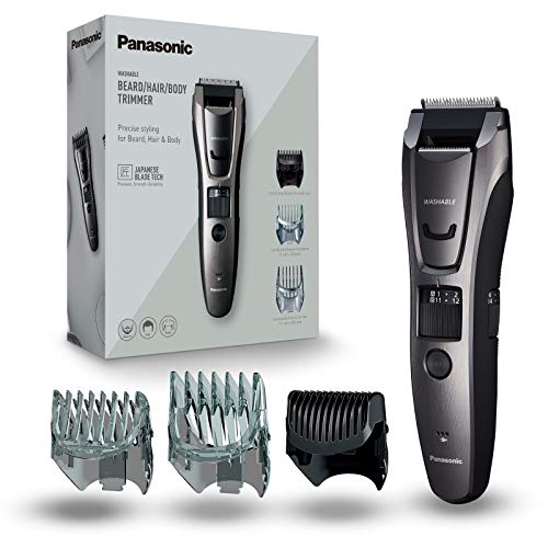 Panasonic ER-GB80-H503 Regolabarba e Tagliacapelli per la Cura di Barba, Capelli e Corpo, Taglio 1-20 mm, Lame in Acciaio Inox, 3 Pettini accessori, Lavabile, Grigio Titanio