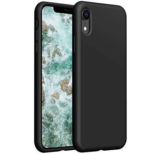 YATWIN Compatibile con Cover iPhone XR, Custodia per iPhone XR Silicone Liquido, Protezione Completa del Corpo con Fodera in Microfibra, Compatibile con iPhone XR 6,1'', Nero