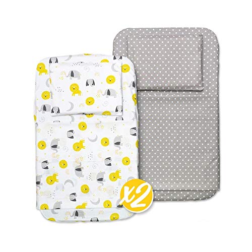 FlyIdeas Lenzuola Next2Me Set MAXI 8 pz 83x50cm | 2 Lenzuola Sotto, 2 Traverse Salva Pipi, 2 Lenzuola Sopra & 2 Federe Cuscino | UNO Magic Nanna Oh Babyside Cullami | Cotone 160 GSM Cert. OEKO-TEX