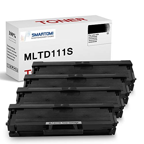 SMARTOMI, confezione da 4, cartucce toner nero MLT-D111S compatibili con Samsung MLTD111S per uso con stampanti Xpress serie SL- M2026 M2020 M2070 M2022 M2071 M2074 M2077 M2078