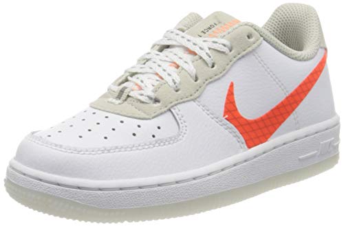 Nike Force 1 LV8 3 (PS), Scarpe da Basket Bambino, White/Total Orange-Summit White-Black, 33 EU