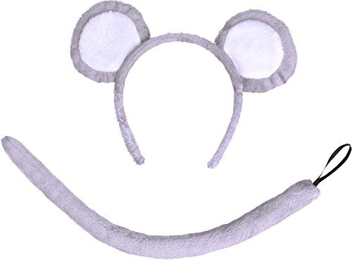 Bristol Novelty DS157 - Set di costume da topo con orecchie e coda, unisex, colore: grigio, taglia unica