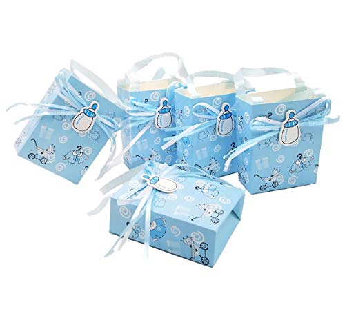 JZK 24 x Blu Azzurre bustine Confetti Carta Buste portaconfetti Sacchetti bomboniere segnaposto per Battesimo Nascita Comunione Compleanno Bimbo Bambino Maschio